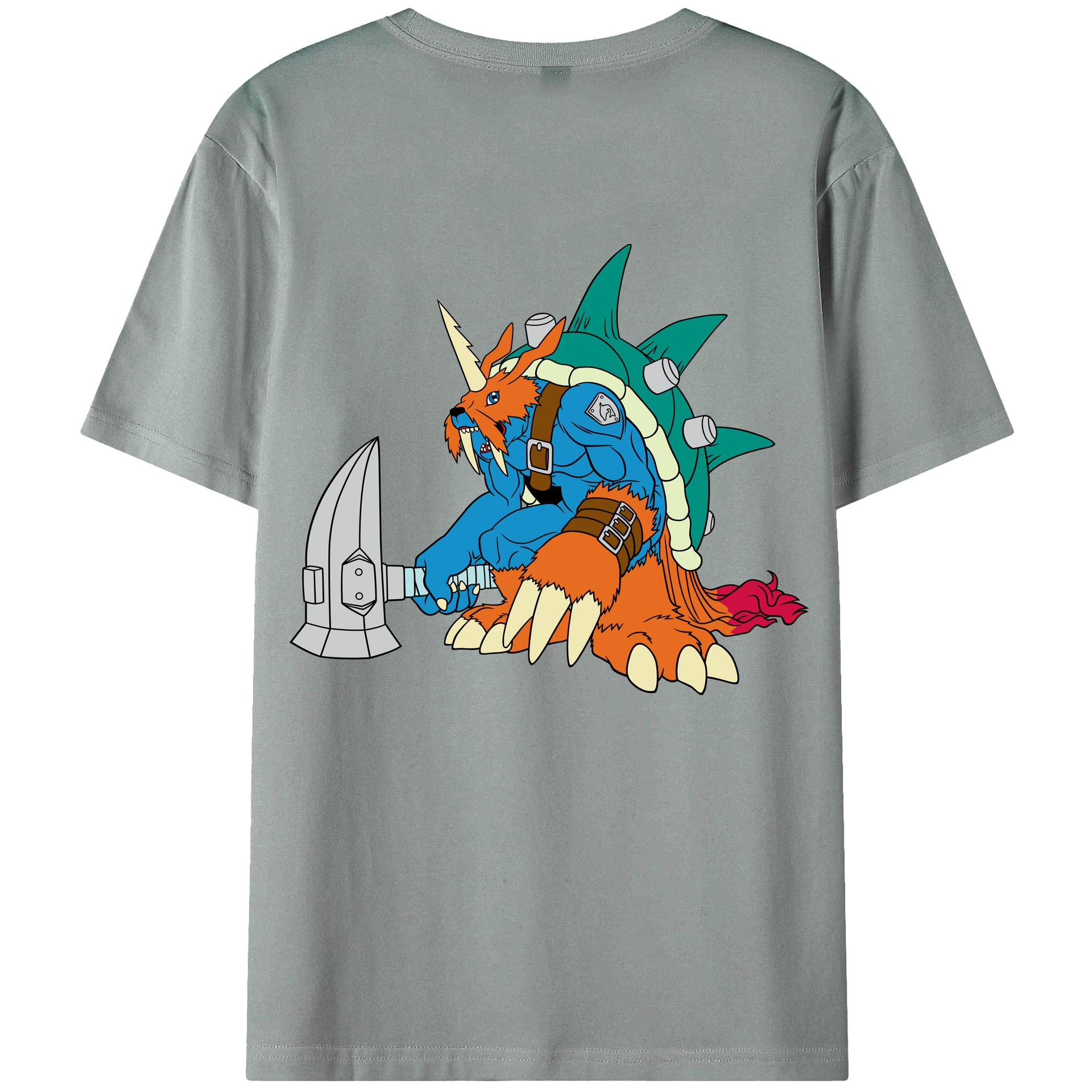 （画像用） Digimon デジタルモンスター/デジモン 綿100％ メンズ半袖Tシャツ（バックプリント） 通気性